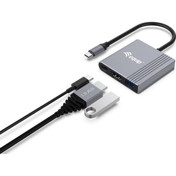 Adapter AV Equip Equip Dock USB-C->HDMI,USB3.0,100WPD         4K60Hz 0.15m gr 14050391 4015867228876