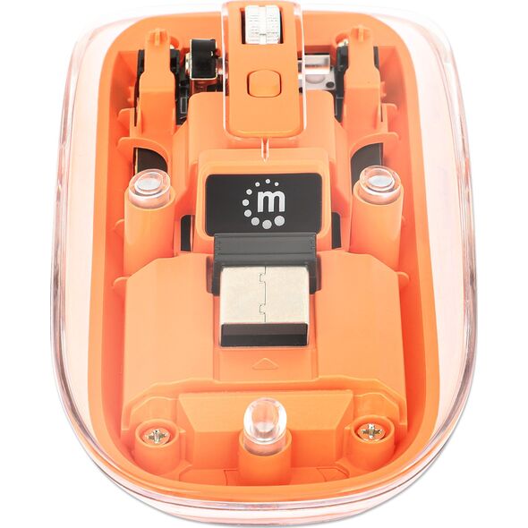 Mysz Manhattan MANHATTAN Funkmaus USB-A 4Tasten RGB LED orange transparent 14051273 766623190282