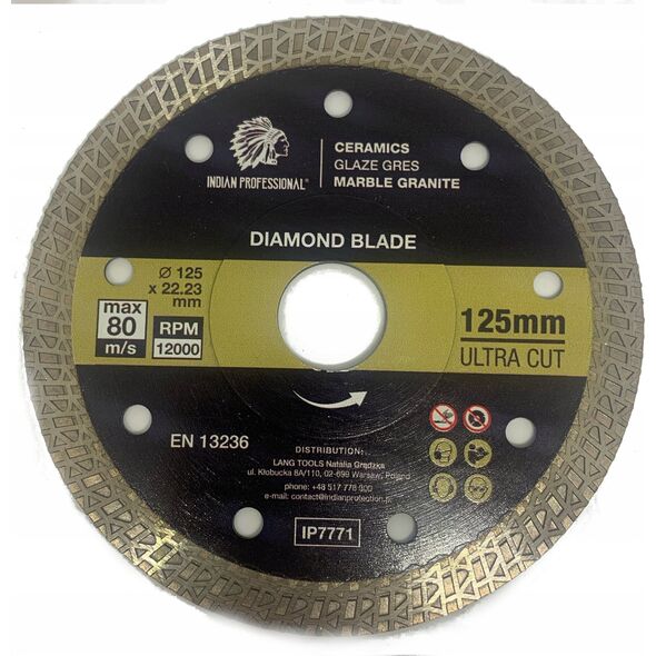 INDIAN PROFESSIONAL TARCZA DIAMENTOWA 125mm x 1,6mm x 22,2mm ULTRA CUT  INDIAN PROFESSIONAL 14059968 5904844524140