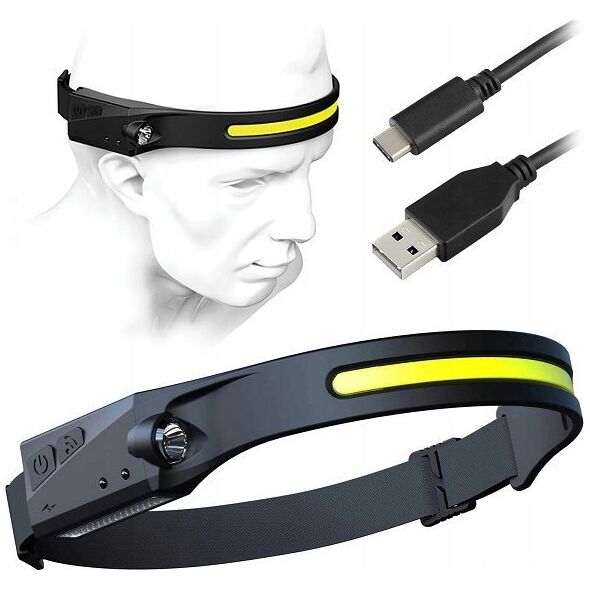 Latarka czołowa OEM Latarka czołowa Led Reflektor na głowę COB czarny 600mah 14059994 5901313106029