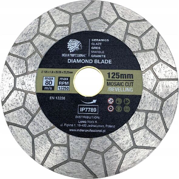 INDIAN PROFESSIONAL TARCZA DIAMENTOWA 125mm x 2,0mm x 22,2mm MOSAIC CUT /INDIAN PROFESSIONAL 14060147 5904844524874