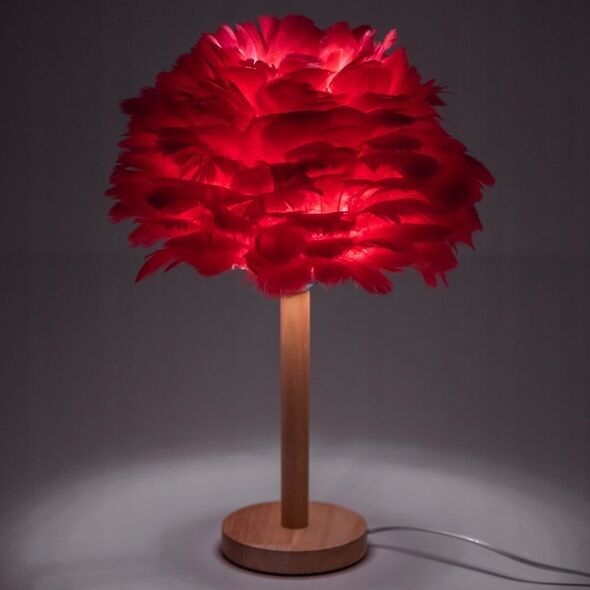 OEM Lampka nocna z piórkiem Art Deco czerwona CBDPH 14061626 5903396266317