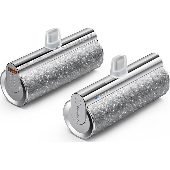 Powerbank Veger VEGER powerbank 5 000 mAh z wbudowanym złączem Lightning PD QC3.0 2,4A 12W PlugOn (W0573P) srebrny 14062119 6970453558523