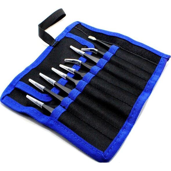 OEM Zestaw 9 precyzyjnych pęset + etui 14063991 5901313582533