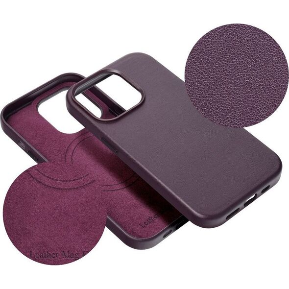 OEM Futerał LEATHER MAG COVER kompatybilny z MagSafe do IPHONE 15 ciemny fioletowy 14064805 5903396222375