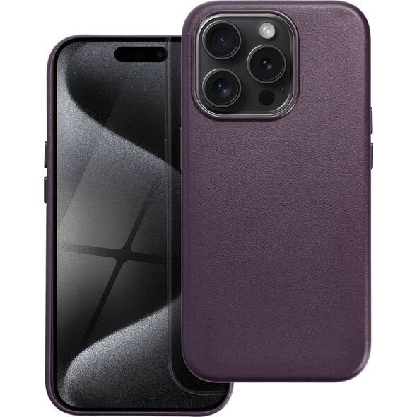 OEM Futerał LEATHER MAG COVER kompatybilny z MagSafe do IPHONE 15 Pro ciemny fioletowy 14064811 5903396222399