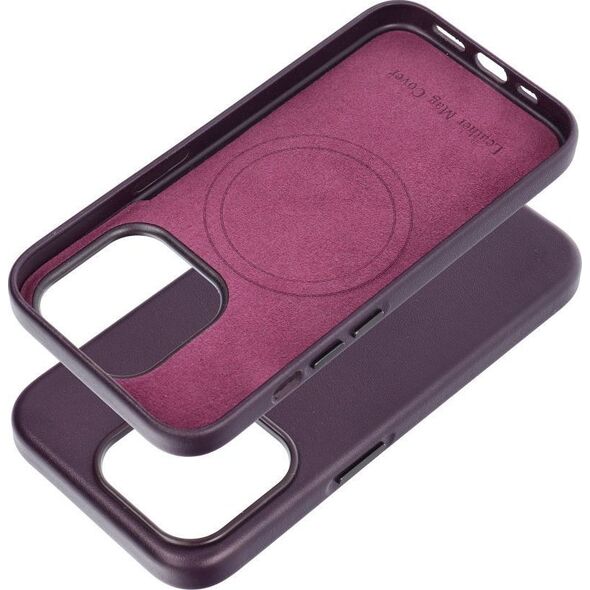 OEM Futerał LEATHER MAG COVER kompatybilny z MagSafe do IPHONE 15 Pro ciemny fioletowy 14064811 5903396222399