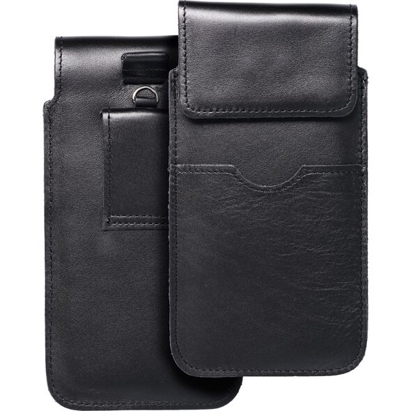 OEM Skórzana uniwersalna wsuwka z klapką - ROYAL / czarny - Rozmiar 2XL+wide - SAMSUNG A12 / NOTE 9 / XIAOMI REDMI NOTE 10 PRO 14065033 5903396223891
