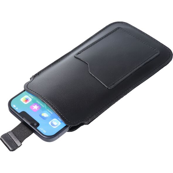 OEM Skórzana uniwersalna wsuwka z pull-up - ROYAL / czarny - Rozmiar L - IPHONE 6 / 7 / 8 14065038 5903396223983