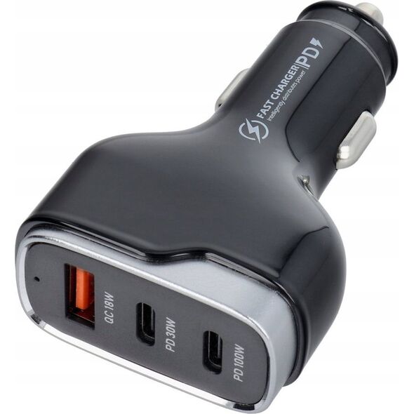 Ładowarka OEM Ładowarka samochodowa USB A + 2 x Typ C PD QC3.0 3A 138W CC53-2C1A czarna 14066820 5903396227318
