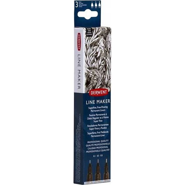 Derwent D:Line Maker black 3pcs 14068960 5028252595810