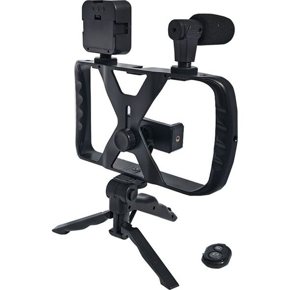Selfie stick OEM Zestaw / uchwyt selfie z pilotem na bluetooth tripod do transmisji na żywo z lampą LED, mikrofonem, pilotem TL-49T 14074338 5903396201714