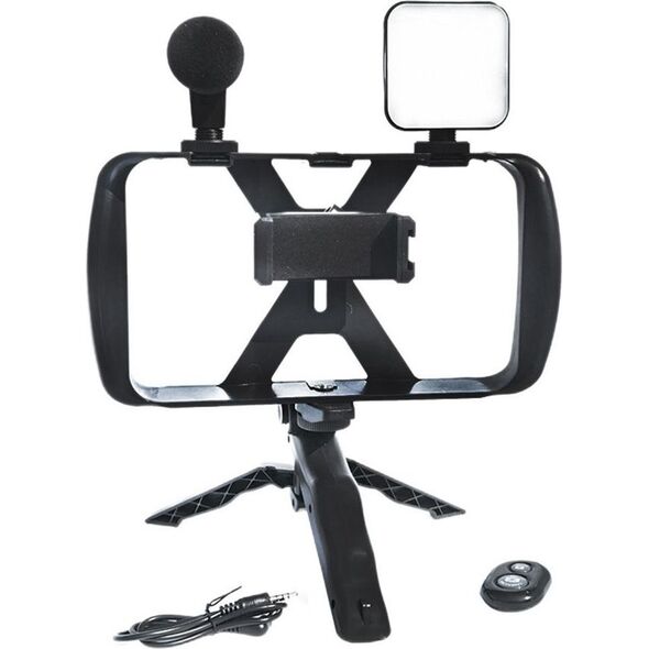 Selfie stick OEM Zestaw / uchwyt selfie z pilotem na bluetooth tripod do transmisji na żywo z lampą LED, mikrofonem, pilotem TL-49T 14074338 5903396201714