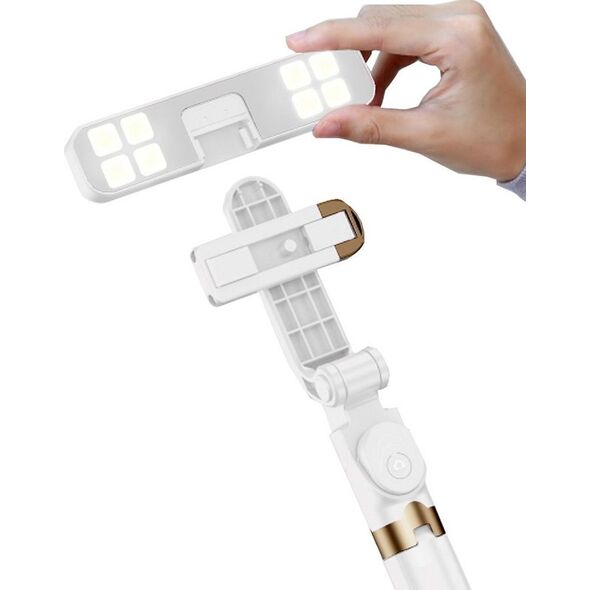 Selfie stick OEM Zestaw / uchwyt selfie z pilotem na bluetooth tripod LED  SSTR-20 biały 14074339 5903396150814