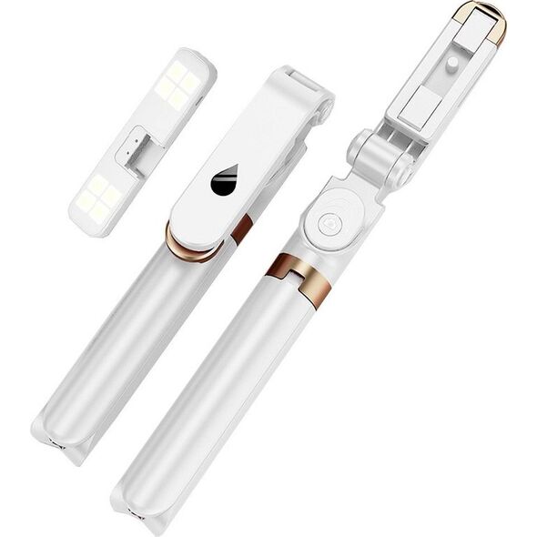 Selfie stick OEM Zestaw / uchwyt selfie z pilotem na bluetooth tripod LED  SSTR-20 biały 14074339 5903396150814