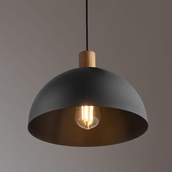 Lampa wisząca TKKRYWULT Tk Lighting Oslo 4852 lampa wisząca zwis 1x15W E27 czarna/drewniana 14077274 5901780548520
