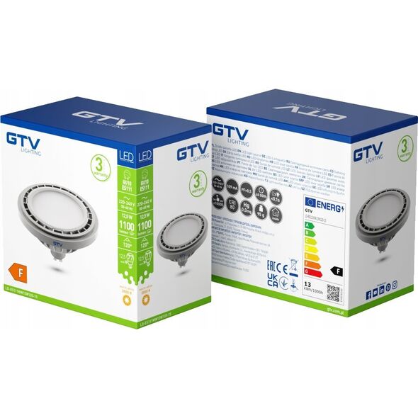 GTV Żarówka LED GTV LD-ES111WW13W120-15 12,5W 1100lm GU10 ES111 12XPOWER LED ciepły biały 3000K 120 stopni 14082006 5902801347658