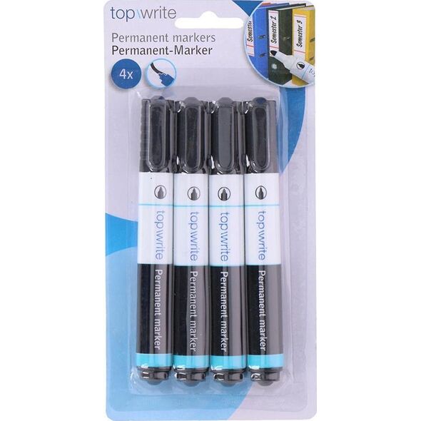 Topwrite Topwrite - Marker permanentny 4 szt. (czarny) 14089115 8711252452470