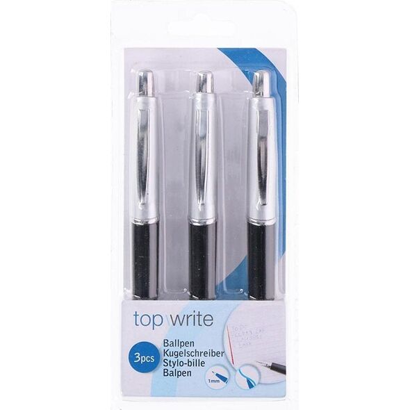 Topwrite Topwrite - Długopis kulkowy z klipsem niebieski 3 szt. 14089123 8711252050508