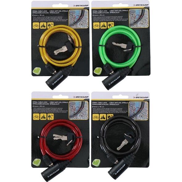 Dunlop Dunlop - Zapięcie do roweru spiralne na klucz 90 cm (Żółty) 14089146 5904501203234