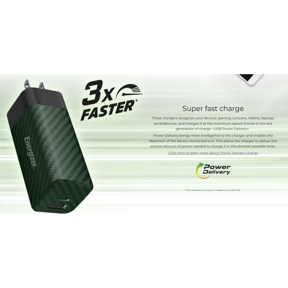 Ładowarka Energizer Energizer Ultimate - Ładowarka sieciowa Multiplug EU / UK / US GaN USB-C & USB-A 65W PD (Srebrny) 14093140 3492548231775