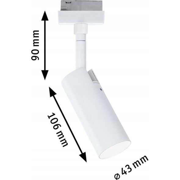 Paulmann Reflektor na szynoprzewód URail TUBO LED 3-STEP DIM 4W 170lm 4000K 230V biały RAL9003 / metal 14104940 4000870948903