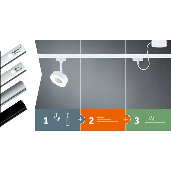 Paulmann Reflektor na szynoprzewód URail TUBO LED 3-STEP DIM 4W 170lm 4000K 230V biały RAL9003 / metal 14104940 4000870948903