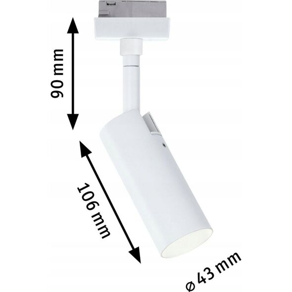 Paulmann Reflektor na szynoprzewód URail TUBO LED 3-STEP DIM 4W 150lm 3000K 230V biały RAL9003 / metal 14104943 4000870948897