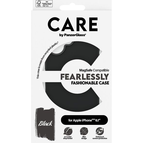 PanzerGlass CARE Case Fashion Black MagSAFE  iPhone '24 6.1" 14113772 5715685004438