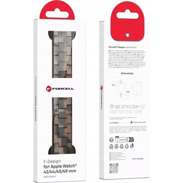 ForCell FORCELL F-DESIGN FA04 pasek żywiczny marmurkowy do APPLE Watch 42 / 44 / 45 / 49 mm brązowy 14116721 5903396291463