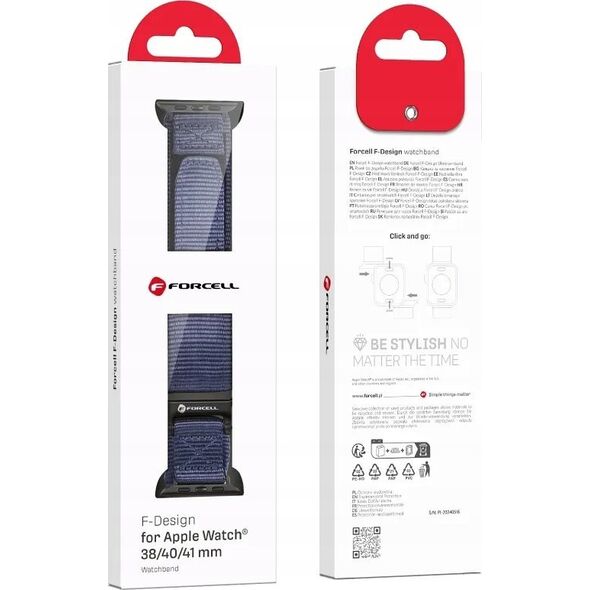 ForCell FORCELL F-DESIGN FA05 pasek nylonowy do APPLE Watch 38 / 40 / 41 mm niebieski 14116723 5903396291555