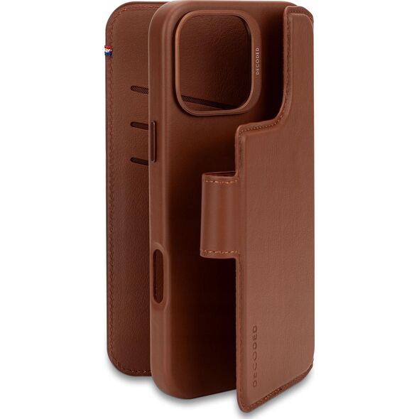 Decoded Decoded Leather Detachable Wallet - skórzana obudowa ochronna do iPhone 16 Pro kompatybilna z MagSafe (tan) 14118833 8721145001272