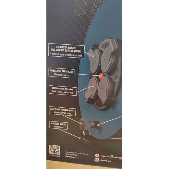 Plastrol HAND PRZEDŁUŻACZ BĘBEN 50m 3x1,5mm 16A / 3680W / IP44 14120952 5902273434283