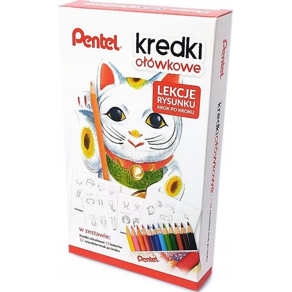 Pentel Kredki ołówkowe Pentel (+ lekcje rysunku) 12 kolorów 14126835 5902894021985