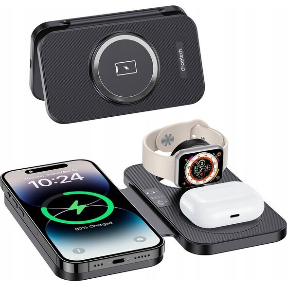 Ładowarka Choetech Ładowarka Choetech T616-F indukcyjna 3w1 kompatybilna z urządzeniami Apple i Samsung - czarna 14127402 6932112105691