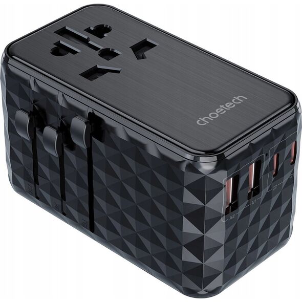 Choetech Adapter podróżny Choetech PD6028 EU / US / AUS / UK 2x USB-C 2x USB-A 100W - czarny 14127404 6932112105417