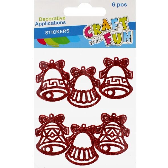 Craft with Fun OZDOBA BN NAKLEJKI DZWONKI BROK CZER 6SZT 12/144 14128024 5904335884333