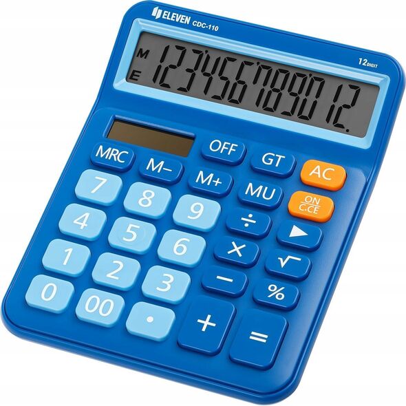 Kalkulator Eleven ELEVEN Kalkulator biurowy w kolorze niebieskim, jasno-niebieskie przyciski numeryczne, CDC110BL 14135984 5904966863660