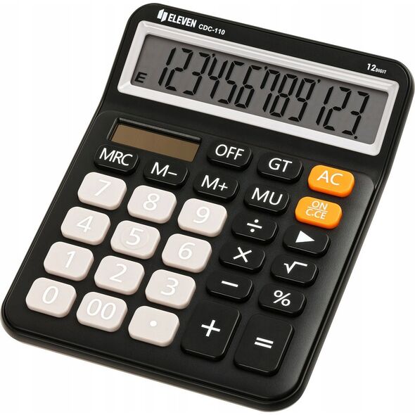 Kalkulator Eleven ELEVEN Kalkulator biurowy w kolorze czarnym, szare przyciski numeryczne, CDC110BK 14135989 5904966863646