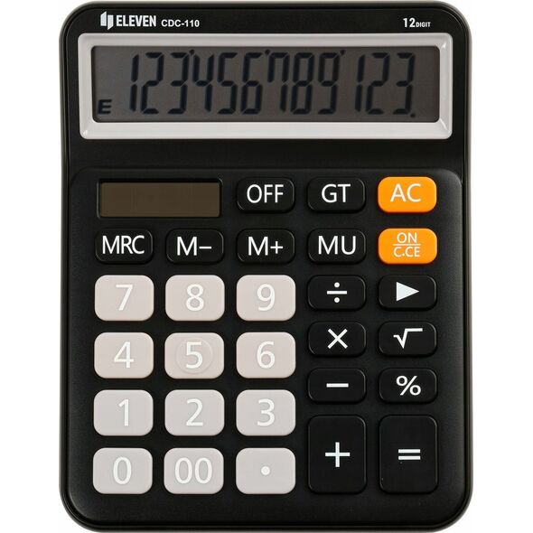 Kalkulator Eleven ELEVEN Kalkulator biurowy w kolorze czarnym, szare przyciski numeryczne, CDC110BK 14135989 5904966863646