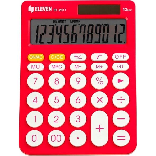 Kalkulator Eleven ELEVEN Kalkulator biurowy w kolorze różowym, okrągłe białe przyciski, RK2311PK 14135990 5904966863615