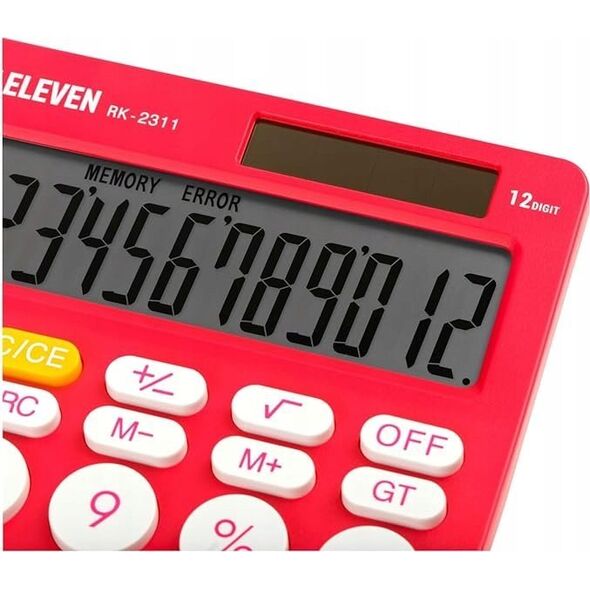 Kalkulator Eleven ELEVEN Kalkulator biurowy w kolorze różowym, okrągłe białe przyciski, RK2311PK 14135990 5904966863615