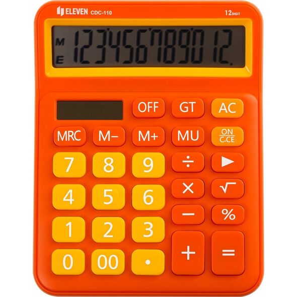 Kalkulator Eleven ELEVEN Kalkulator biurowy w kolorze pomarańczowym, jasno-pomarańczowe przyciski numeryczne, CDC110OR 14135992 5904966863677