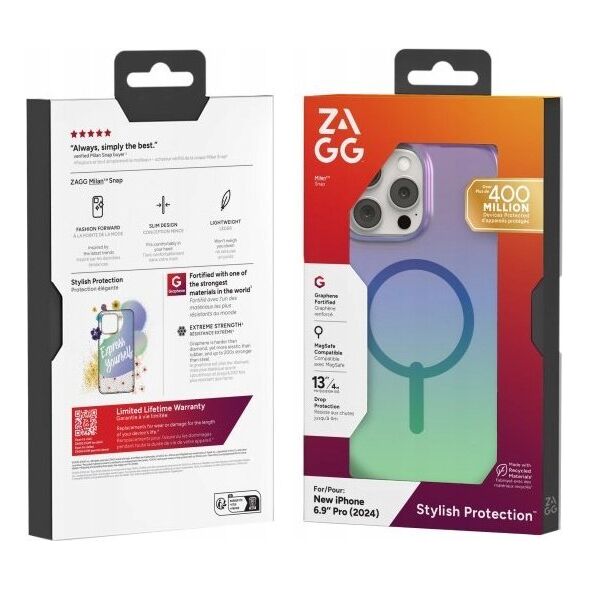 Zagg International ZAGG Milan Snap - obudowa ochronna do iPhone 16 Pro Max kompatybilna z MagSafe (raven feather) 14137800 840390319531