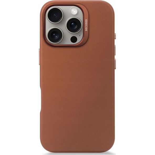 Decoded Decoded Leather Backcover - skórzana obudowa ochronna do iPhone 16 Pro kompatybilna z MagSafe (tan) 14137817 8721145001234