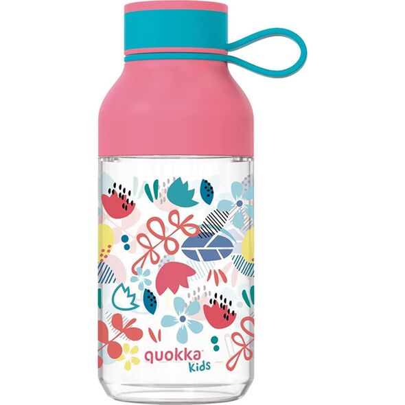 Quokka Quokka Ice Kids with strap - Butelka na wodę z tritanu 430 ml z paskiem (Flowers) 14139919 8412497401581