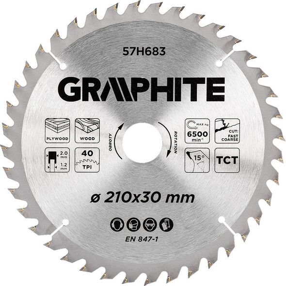 Graphite Tarcza do pilarki, widiowa, 210 x 30 mm, 40 zębów 14141739 5902062061942