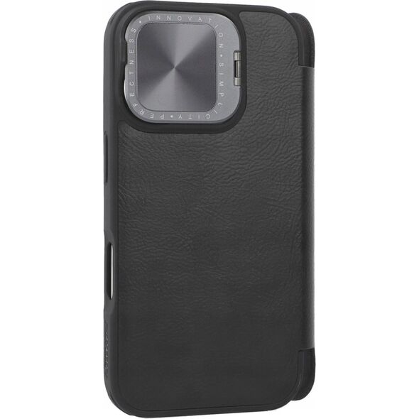 Nillkin Etui Nillkin Qin Prop Leather Case z osłoną na aparat i podstawką na iPhone 16 - czarne 14145295 6902048281936