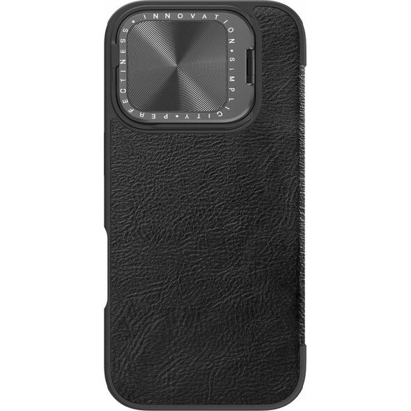 Nillkin Etui Nillkin Qin Prop Leather Case z osłoną na aparat i podstawką na iPhone 16 Pro Max - czarne 14145298 6902048281998
