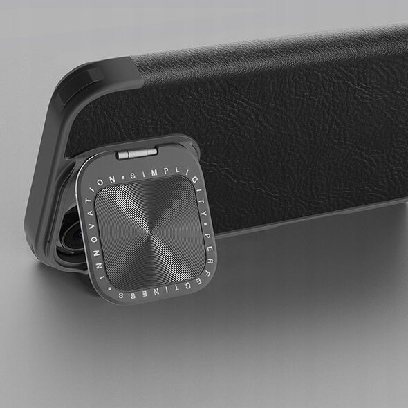 Nillkin Etui Nillkin Qin Prop Leather Case z osłoną na aparat i podstawką na iPhone 16 Pro Max - czarne 14145298 6902048281998